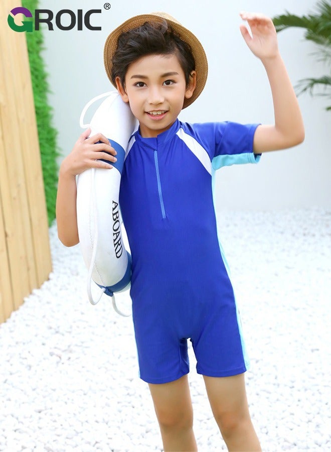 GROIC Kid Swimsuit, One Piece Rash Guard Swimsuit, Kid Water Sport Short Swimsuit UPF 50+ Sun Protection Bathing Suits with Zipper, Kid Bathing Suits for Swimming Training or Water Activities - Image 5
