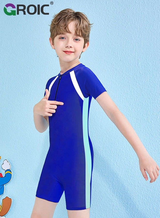GROIC Kid Swimsuit, One Piece Rash Guard Swimsuit, Kid Water Sport Short Swimsuit UPF 50+ Sun Protection Bathing Suits with Zipper, Kid Bathing Suits for Swimming Training or Water Activities - Image 3