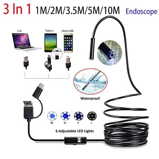 MatLogix 5.5mm/7mm 5 Meters Waterproof Mini Endoscope USB Wire Snake Tube Inspection Borescope Camera Compatible with Android Smartphone PC - Image 4