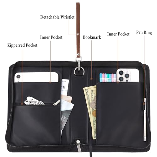 ICOSY Bible Cover Case for Women and Men, PU Leather Bible Bag Bible Study Supplies Accessories with Detachable Wrist Strap - Image 4