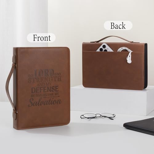 ICOSY Bible Cover Case for Women and Men, PU Leather Bible Bag Bible Study Supplies Accessories with Detachable Wrist Strap - Image 3