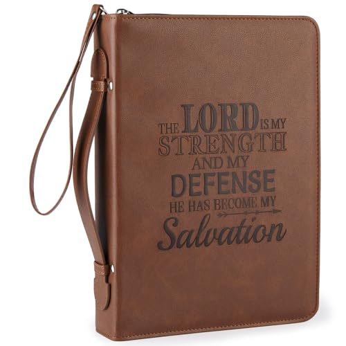 ICOSY Bible Cover Case for Women and Men, PU Leather Bible Bag Bible Study Supplies Accessories with Detachable Wrist Strap - Image 1