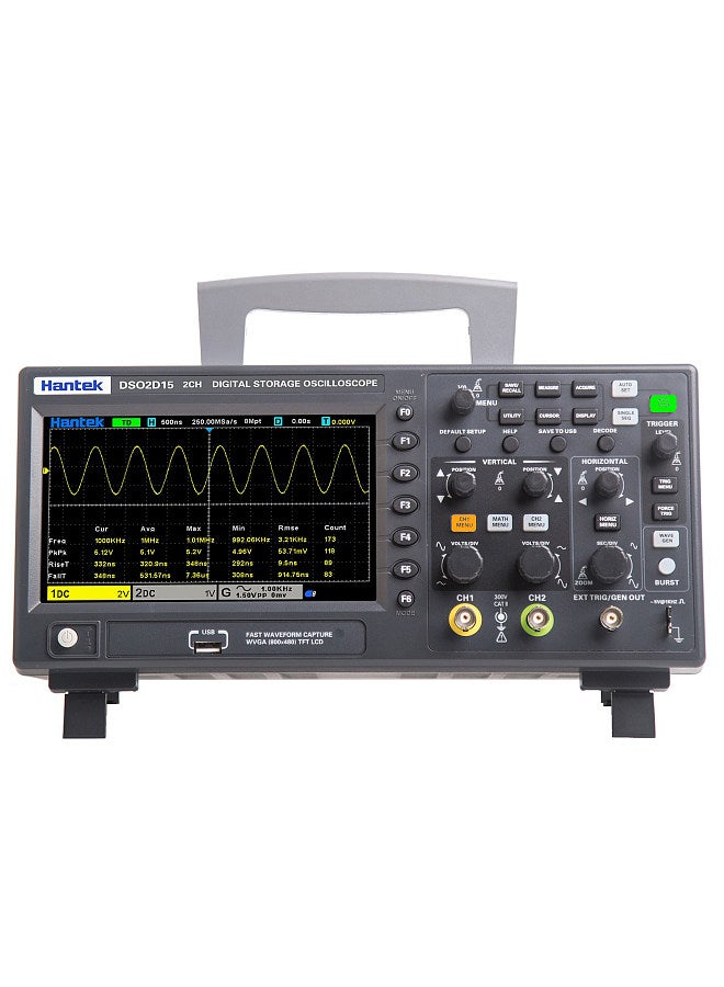 DSO2D15 Digital Oscilloscope Meter Desktop Oscillograph Oscillometer 800 * 480 Pixel 7 Inch TFT LCD Screen 2CH+1CH Channels 150MHz Band Width 1GSa/s Sampling Rate Oscilloscope Multipurpose Tool