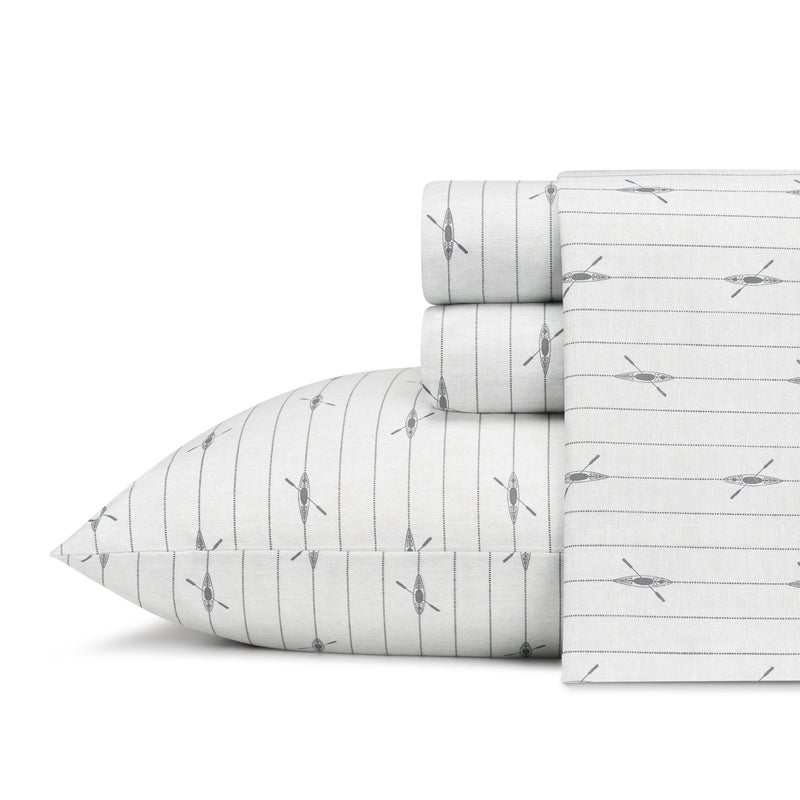 Eddie Bauer Eddie Bauer - Twin Sheets  Cotton Percale Bedding Set  Crisp & Cool Home Decor  Dorm Room Essentials (Downstream  Twin)  - Image 1