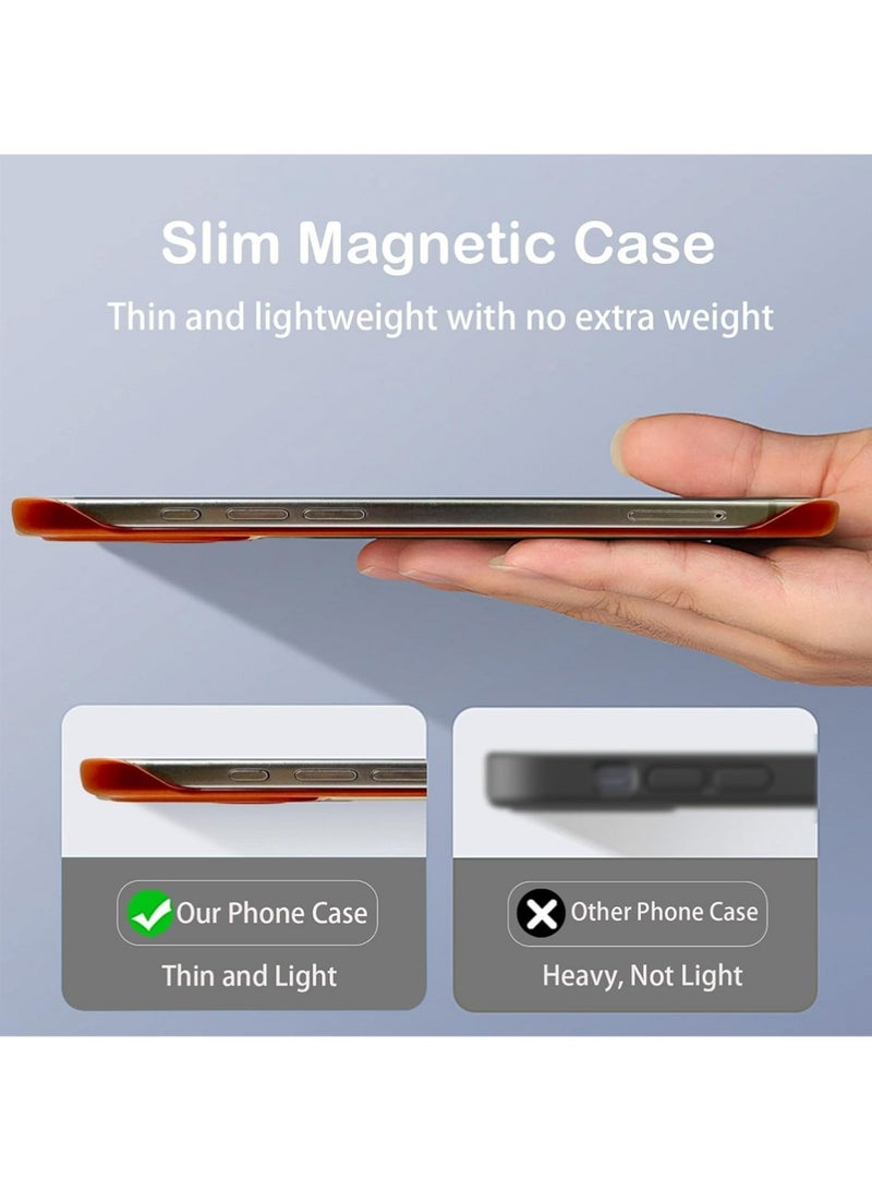 بولوز القضية المغناطيسية بلا إطار لـ iPhone 17 Pro Case مع حامي عدسة الكاميرا [متوافق مع MagSafe] رقيقة رقيقة الحد الأدنى من المضادة بلا حدود غطاء واقي مقاوم للصدمات ، برتقالي - Image 3