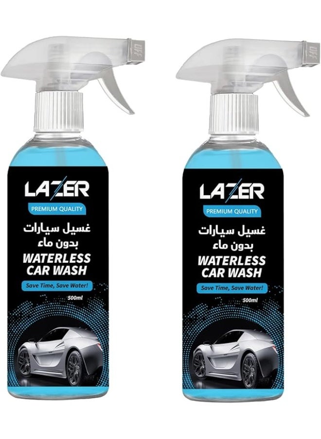 LAZER Waterless Car Wash Spray 500ml – Premium No Water Car Cleaning Solution for Exterior Shine, Dust Removal & Paint Protection | Quick Detailer for Cars, Bikes & SUVs | Streak-Free Waterless Wash Cleaner with Spray Trigger - Image 1