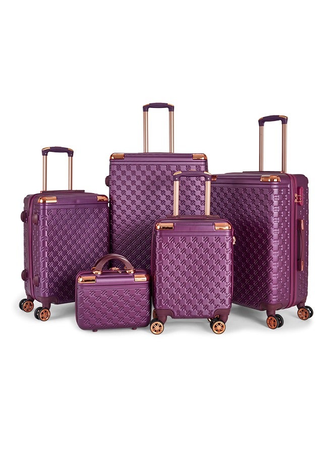 ليمرا طقم شنط سفر مكون من 5 حقائب أمتعة بـ 4 عجلات بتصميم حديث عنابي - Image 1