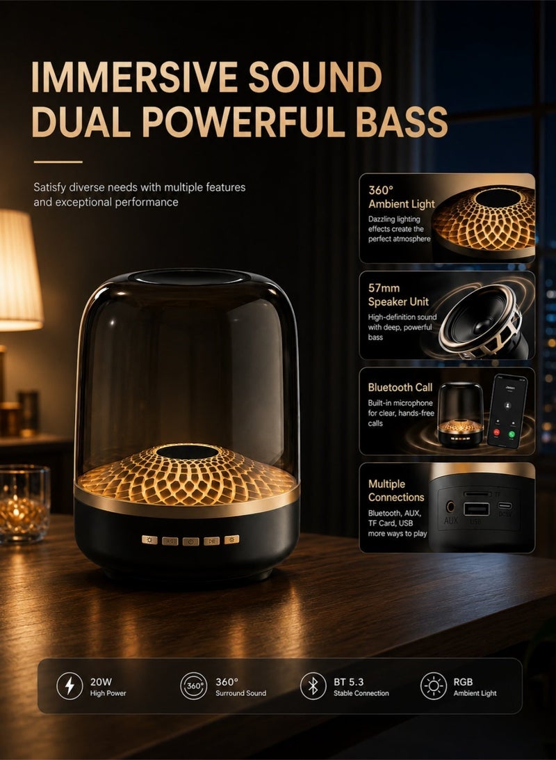 SADA RGB Wireless Bluetooth Speaker High Volume Color Glass Subwoofer Small Home Audio Speaker for Parties And Events - Image 2