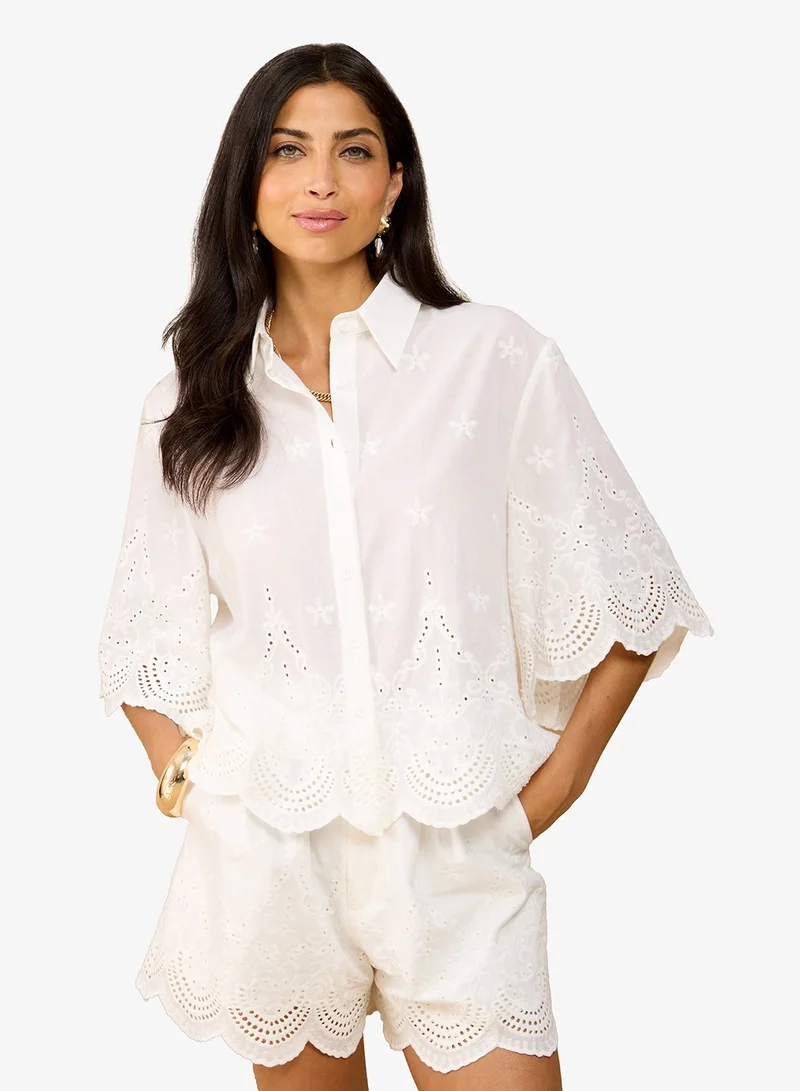 Little Mistress  White embroidered Shirt for Women | Best Price UAE