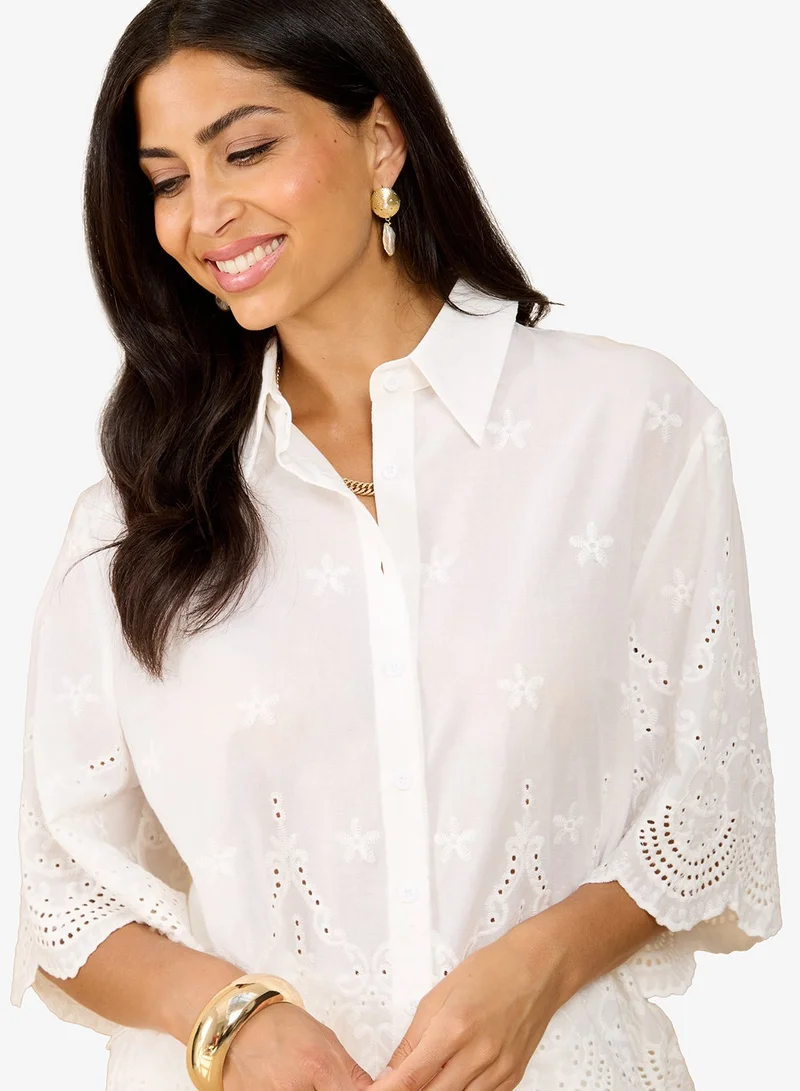 ليتل مسترس قميص أبيض مطرز