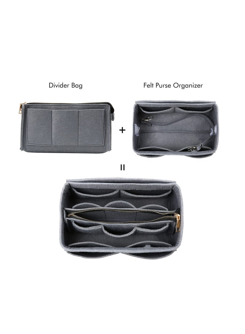 Purse Organizer Insert for Handbags Felt Bag Tote Shaper With Zippers Thicken and Portable Handbag in Speedy Neverfull Grey - Image 5