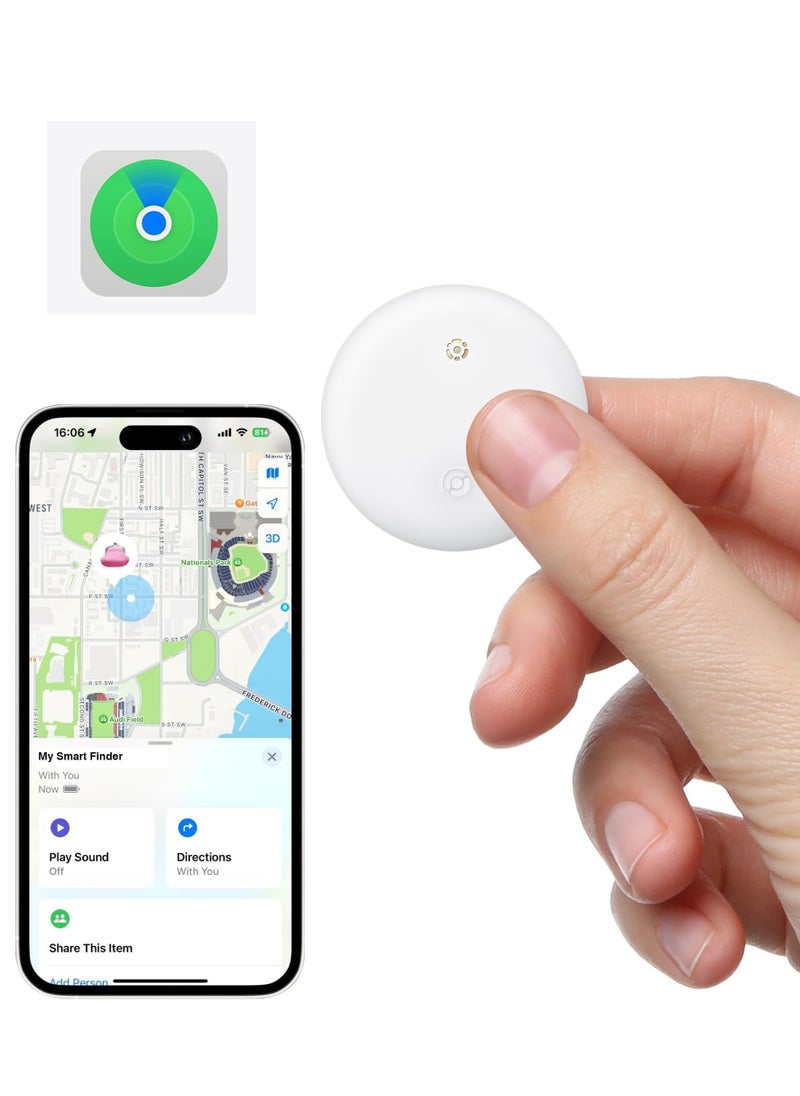 XQOOPS - XQOOPS Smart Tracker Item Finder for Apple Find My (iOS Only), Super MINI Size Key Finder Item Locator for Luggage,Wallet,Bicycle and More, IPX6 Waterproof Works Like Apple Airtag(White-1 Pack) - Image 1