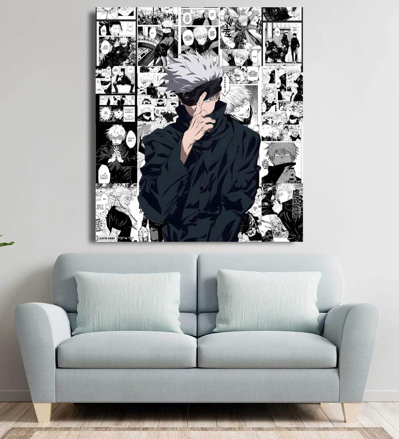 Moment Prints Gojo Satoru Manga Collage Poster Set - Set of 20, 210 mm x 297 mm, W/Self-Adhesive, Premium-Quality Posters, 300 GSM Paper, Anime Posters, Gojo Poster (Gojo Manga 1) - Glue Dots Included, Cardstock  - Image 4