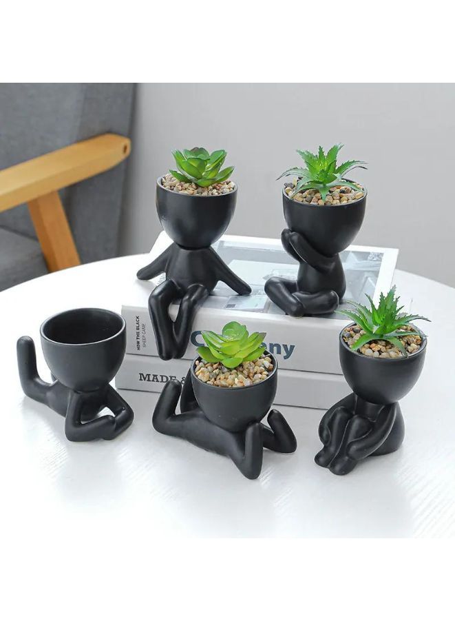 Mini Human-Shaped Ceramic Succulent Plant Pot – Creative Cactus Planter for Desk, Office, and Home Decoration