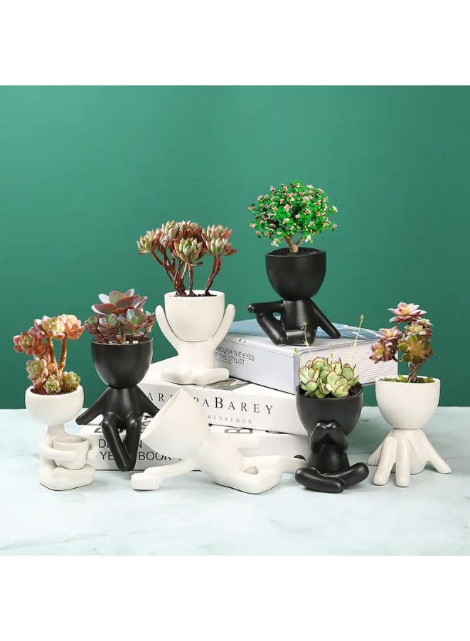 Mini Human-Shaped Ceramic Succulent Plant Pot – Creative Cactus Planter for Desk, Office, and Home Decoration