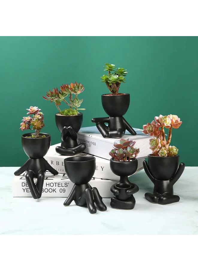 Mini Human-Shaped Ceramic Succulent Plant Pot – Creative Cactus Planter for Desk, Office, and Home Decoration