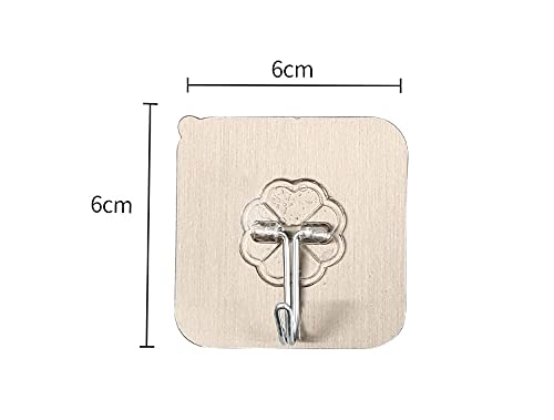 MOHAK 10 Pcs Heavy Duty Self Adhesive Wall Hooks for Hanging Waterproof Transparent Hooks for Wall Kitchen Bathroom Bedroom AccessoriesGolden 6X6 cm 10 - Image 2