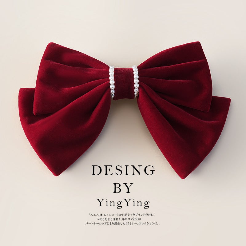 Generic Yiwu Velvet Bow Hair Clip Premium Korean Hair Accessory Wine Red
