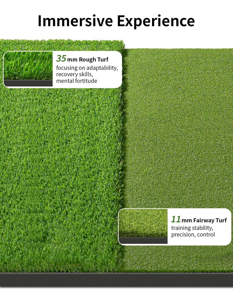 tosoze 6x4FT 21-45mm Dual-Turf Golf Hitting Mat with Ball Tray, Thickened Golf Mat with 9 Hitting Holes, Practice Mat with Alignment Aid for Realistic Indoor Outdoor Practice, Professional Golf Training Aid - Image 5