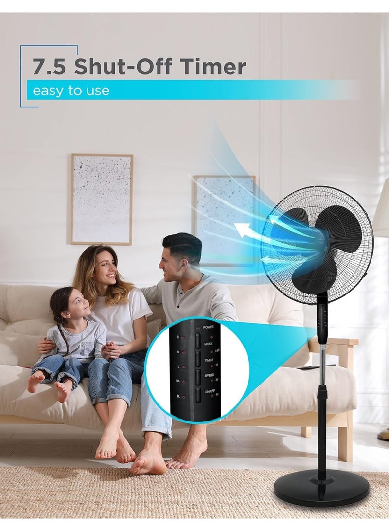 جورونب مروحة عمودية متذبذبة مقاس ١٦ بوصة، مروحة أرضية قائمة مع جهاز تحكم عن بُعد، ارتفاع قابل للتعديل، مؤقت، ٣ سرعات، ٣ أوضاع، مروحة قائمة متذبذبة بزاوية ٩٠ درجة، مناسبة لغرف النوم، غرف المعيشة، المكاتب، والسكن الجامعي (أبيض) - Image 3