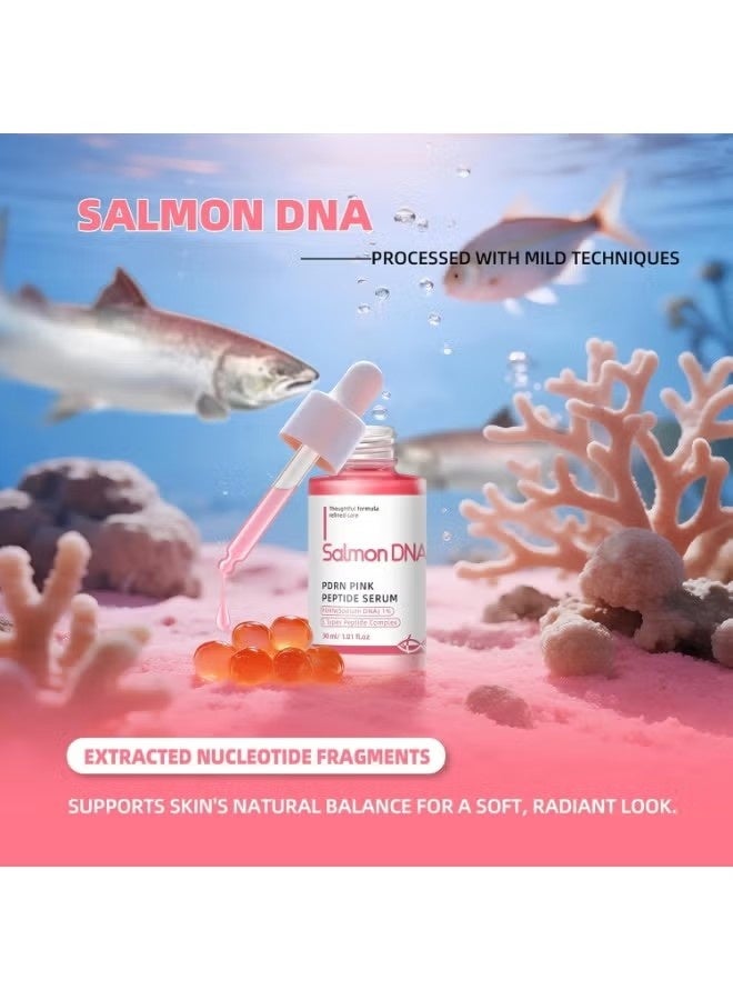 Salmon DNA Serum, PDRN Pink Peptide Serum with PDRN & Peptides Complex, Hydrating Face Serums for Soothing, Moisturizing, Calming, Revitalizing Skin, Korean Skincare, 30ml/1.01 fl.oz - Image 4