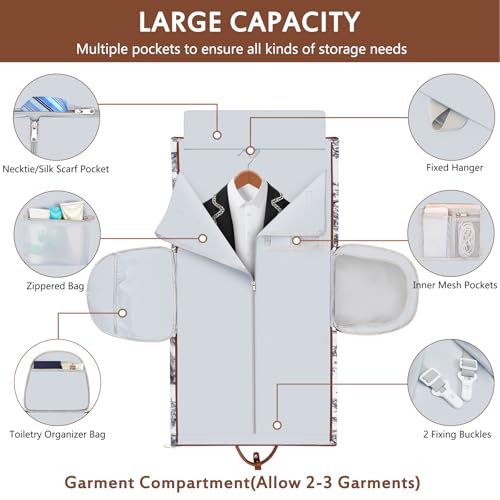 ITIEZY Garment Duffel Bag for Travel - Convertible Carry on Garment Duffel Travel Bag for Women Men Large Weekender Bag with Shoes Pouch 2 in 1 Hanging Suit Travel Duffel Bag 3pcs Set - Image 3