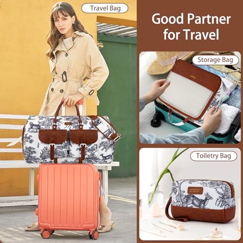 ITIEZY Garment Duffel Bag for Travel - Convertible Carry on Garment Duffel Travel Bag for Women Men Large Weekender Bag with Shoes Pouch 2 in 1 Hanging Suit Travel Duffel Bag 3pcs Set - Image 2