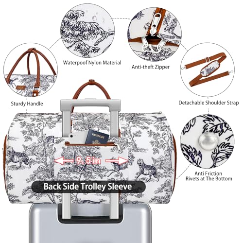 ITIEZY Garment Duffel Bag for Travel - Convertible Carry on Garment Duffel Travel Bag for Women Men Large Weekender Bag with Shoes Pouch 2 in 1 Hanging Suit Travel Duffel Bag 3pcs Set - Image 5