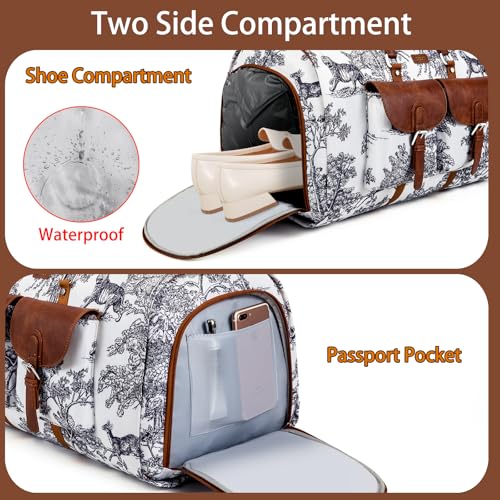 ITIEZY Garment Duffel Bag for Travel - Convertible Carry on Garment Duffel Travel Bag for Women Men Large Weekender Bag with Shoes Pouch 2 in 1 Hanging Suit Travel Duffel Bag 3pcs Set - Image 4