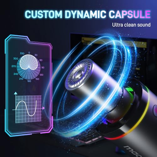 MAONO XLRUSB Dynamic Microphone RGB Gaming Mic with Software Mute Gain Knob Volume Control and Headphone Jack for Streaming Podcasting RecordingPD200X Black - Image 3