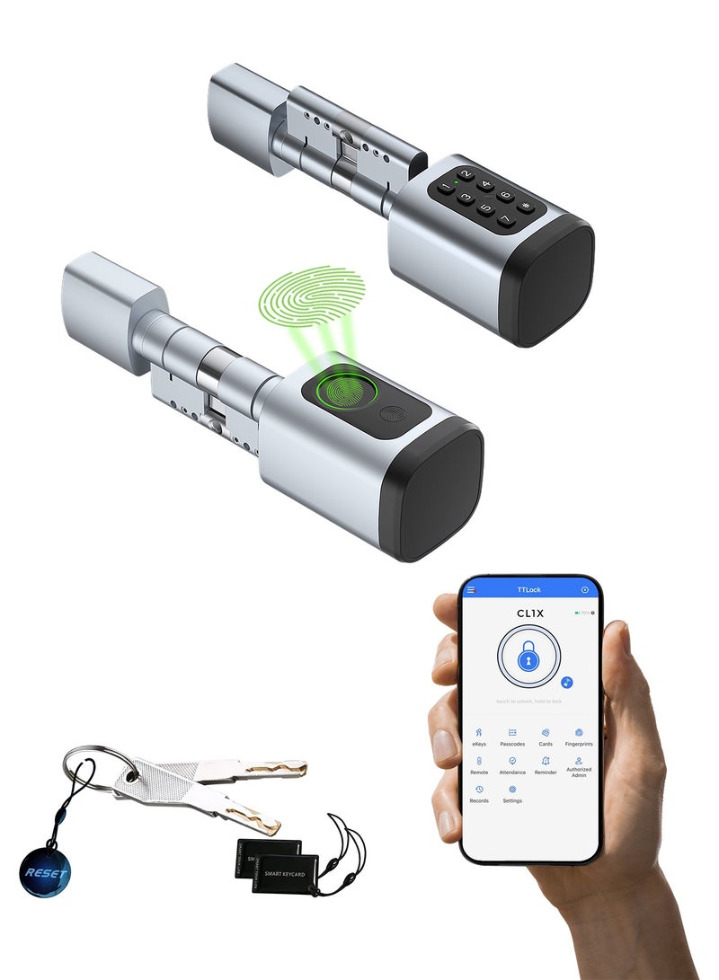 Altix CL1X TTLock Smart Door Lock | Keyless Entry | Fingerprint & Passcode | Bluetooth | DIY Install | Ideal for Vacation Rentals | Secure Adjustable Length 60mm-90mm | Pearl Chrome NEW - Image 1