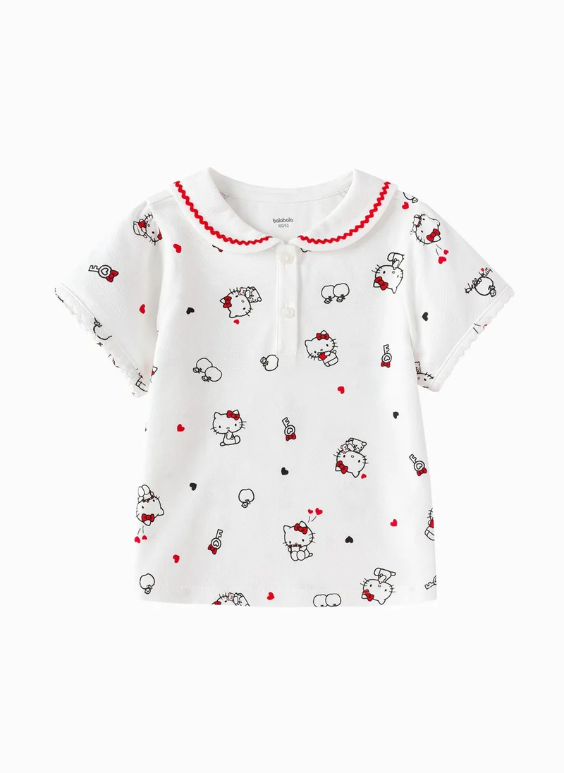 Toddler Girls Round v-neck short-sleeved T-shirt