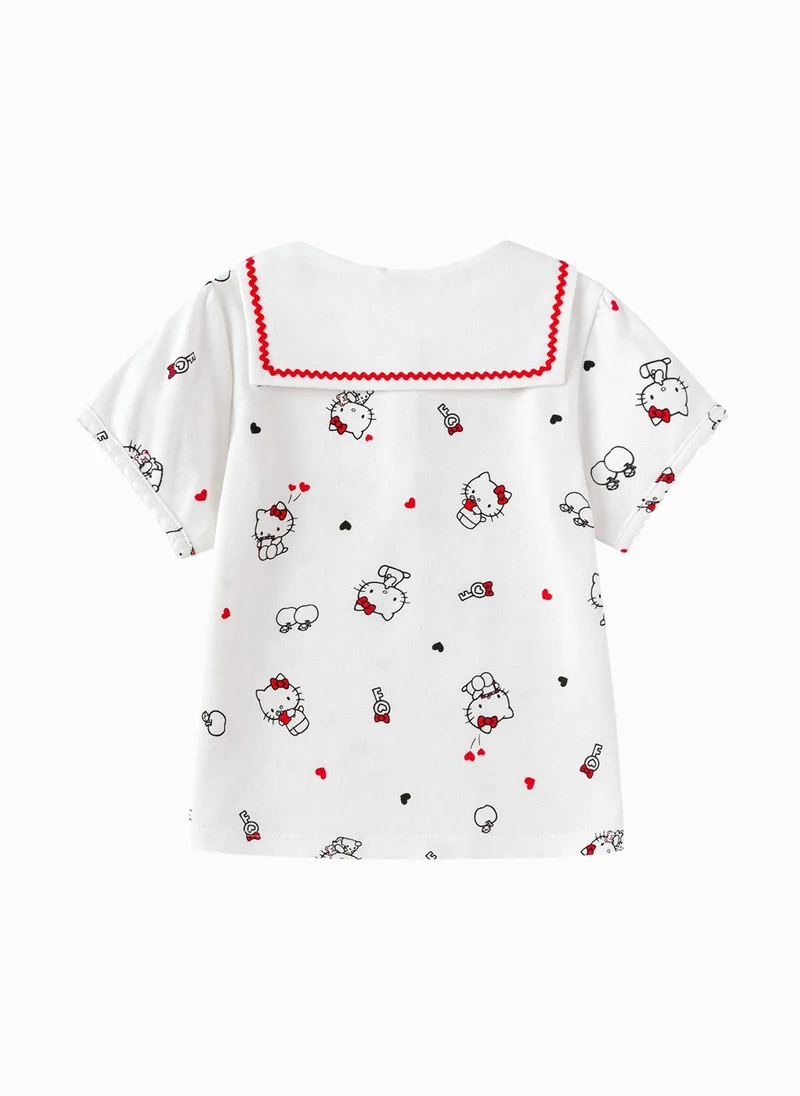 Balabala White Toddler Girls Round v-neck short-sleeved T-shirt for Women | Best Price UAE