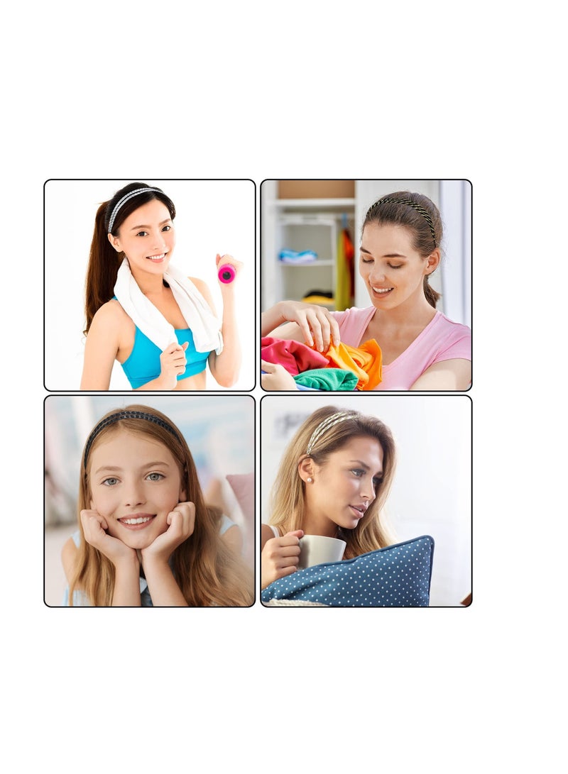 Excefore 6 Pieces Adjustable Headbands, Elastic Braided Headbands, No Slip Hairband for Women Girls & Teens (Mixed Material) - Image 4