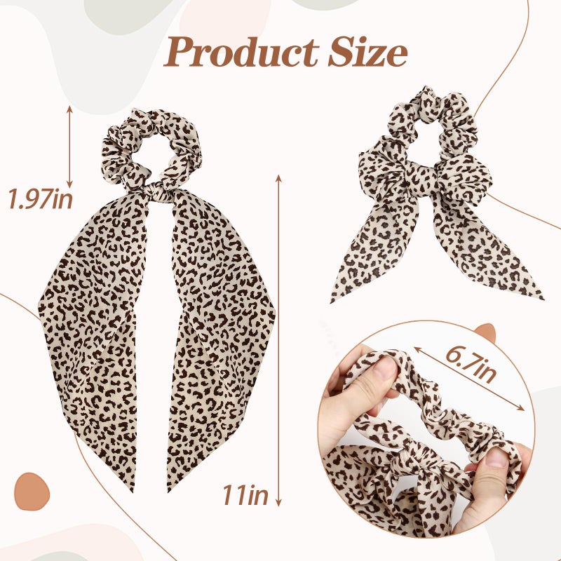 Glaudmeiss 6 PCS Bow Silk Scrunchies, Hair Ties with Bows, Hair Scrunchies for Women Girls, Knotted Bow Silk Hair Ties, Satin Hair Ribbon Elastic Hair Tie Hair Accessories Valentine's Day Gifts, Tortoise Shell - Image 2