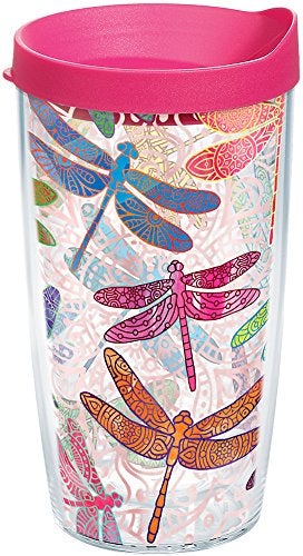 Tervis Dragonfly Mandala Made in USA Double Walled Insulated Tumbler Travel Cup Keeps Drinks Cold & Hot, 16oz, Classic - Image 1