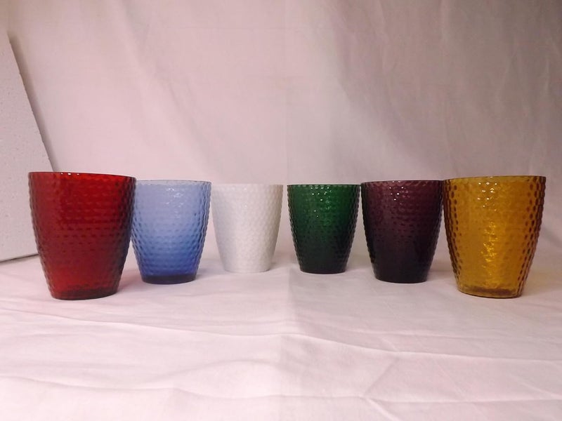 Kala Kriti KALAKRITI Hammered Water Glass Goblets for Drinkng Water Cocktail Glass Bar Glass for Home and Kitchen Dining Glass Color White Set of 6 330 MLColourRedGreenBlueWhitePurpleYellow  - Image 1