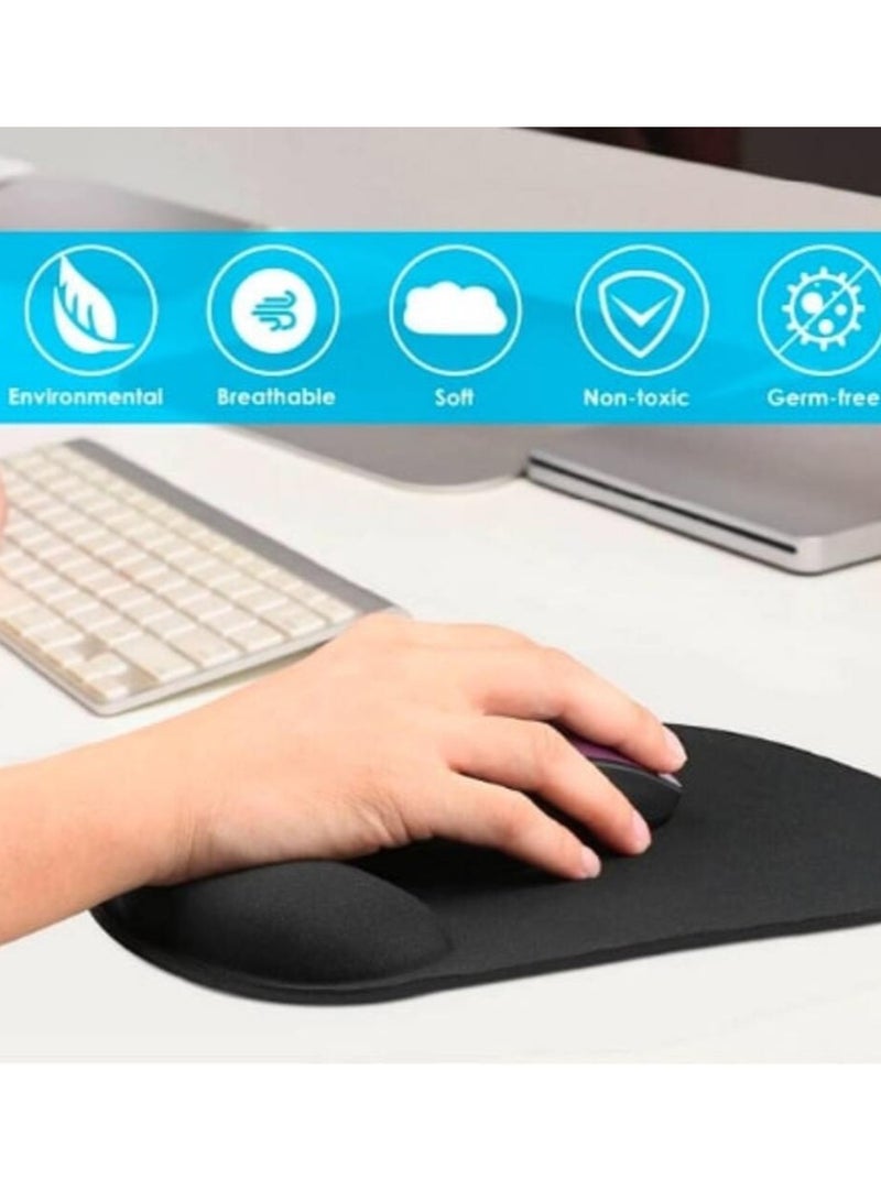 Comfortable mouse pad with wrist rest support 22.6X18.7X1.6 centimeter black - Image 4