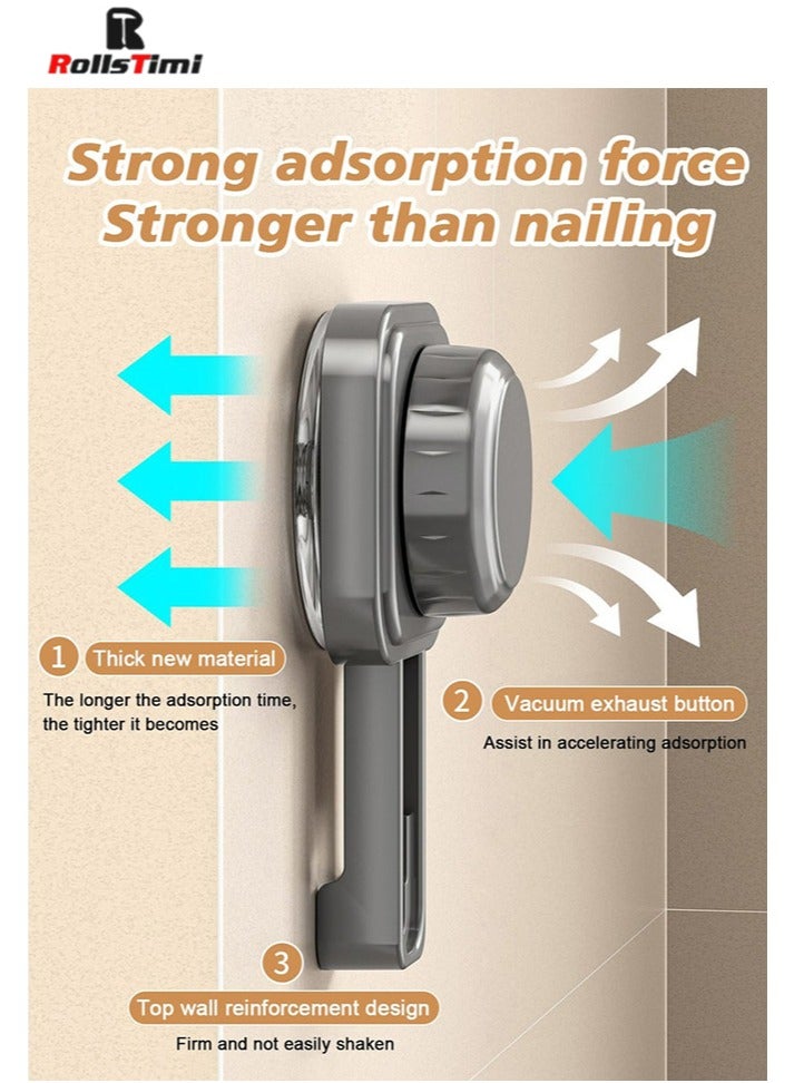 RollsTimi  Pot Lid Organizer Rack, 3-Tier Pot Lids Holder for Cabinet Door Wall, No Drilling Adhesive Wall/Door Mounted Rustproof Pot and Pan Cover with Suction Cup for Kitchen Storage,Grey - Image 2