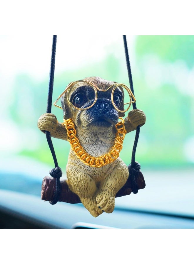 Swinging Dog Car Hanging Ornament, Car Mirror Hanging Accessories with Dog Design - Mirror Accessories - Cute, Car Rearview Mirror Accessories, Small Gifts for Women and Men - Image 1