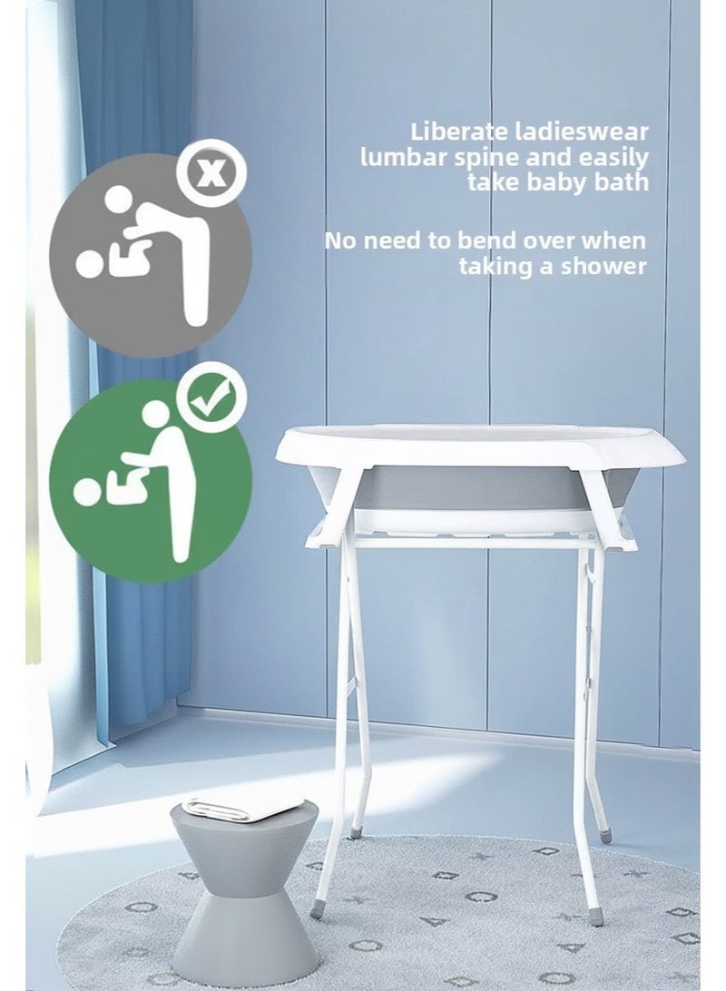 WALALLA Foldable, No-bending Baby Bathtub with Heightened Bracket,Water Scoop, Bucket, Shampoo Cup, Washbasin - Image 2