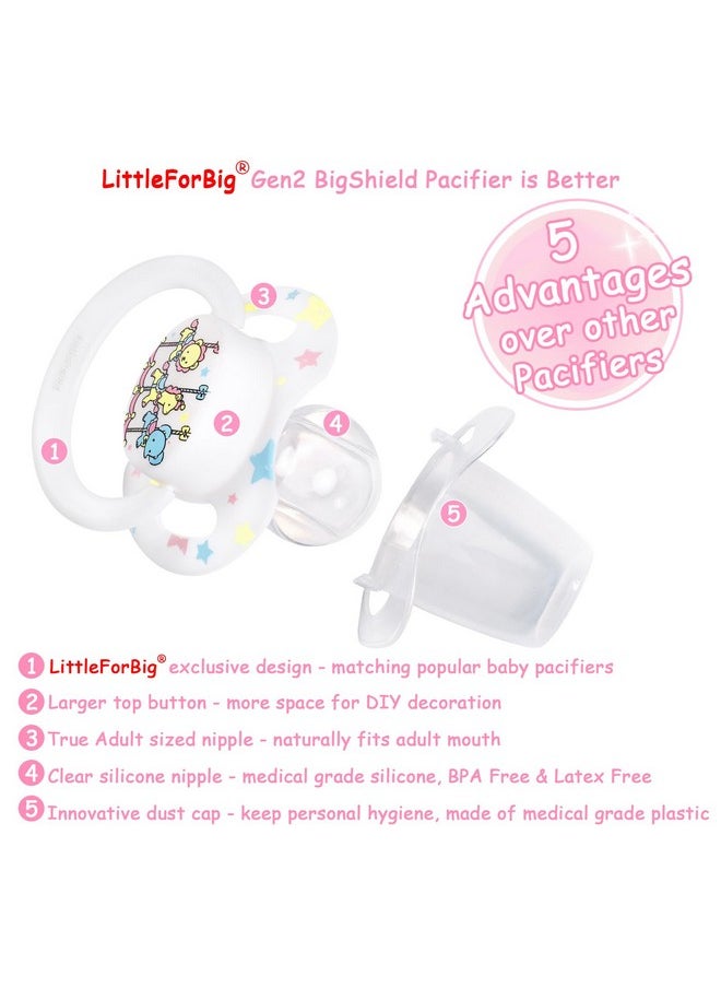 Littleforbig Bigshield Generationii Adult Sized Pacifier White Little Circus Carousel Pattern  - Image 3