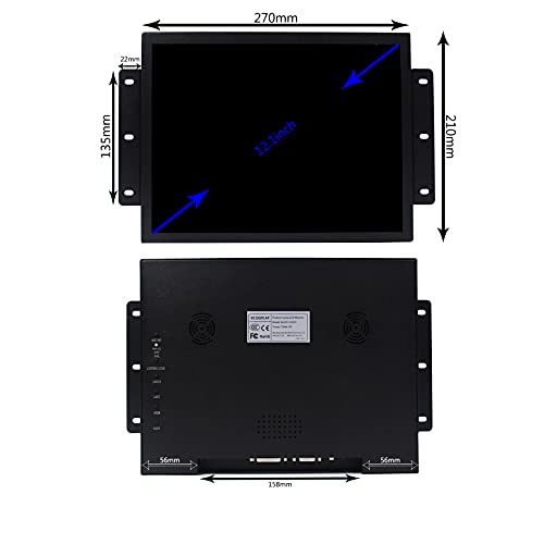 VSDISPLAY 12.1" 12.1 Inch 800x600 700nit TFT Industrial Monitor VS121ZJ01 with DVI VGA Port, Built-in Dual Speakers,Metal Shell with Bracket - Image 2