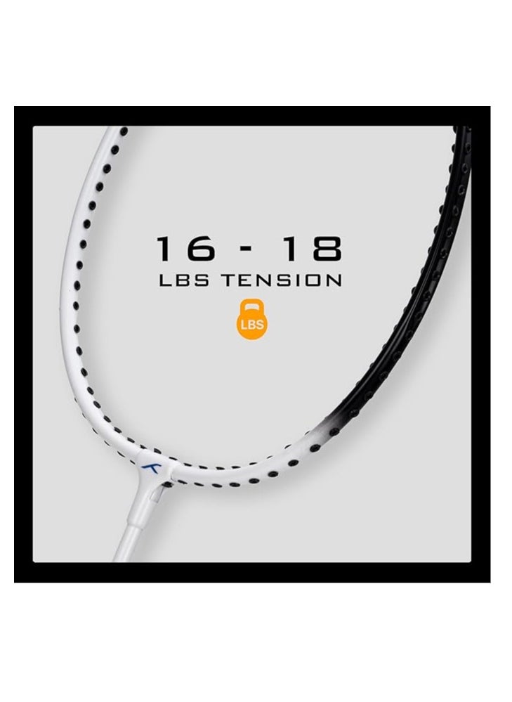 Powertek 100 (Set of 2) Badminton Racquet with Full Cover (Size: Standard, Grip Size: G5) | Strung | Material: Aluminium | Maximum Tension: 16-18lbs | for Intermediate player