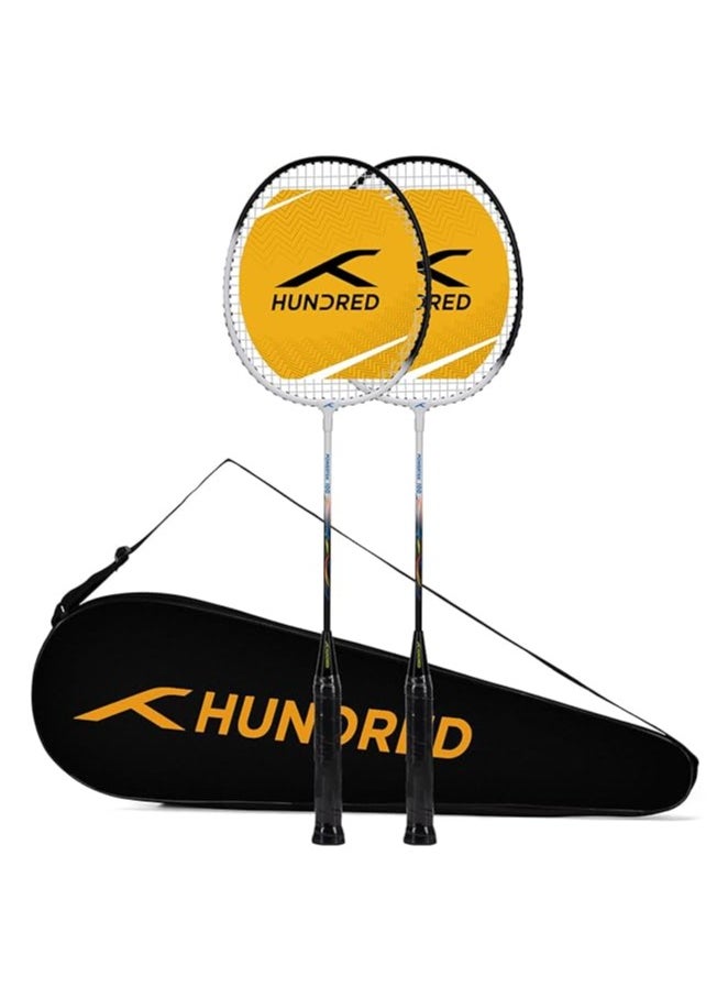 Powertek 100 (Set of 2) Badminton Racquet with Full Cover (Size: Standard, Grip Size: G5) | Strung | Material: Aluminium | Maximum Tension: 16-18lbs | for Intermediate player