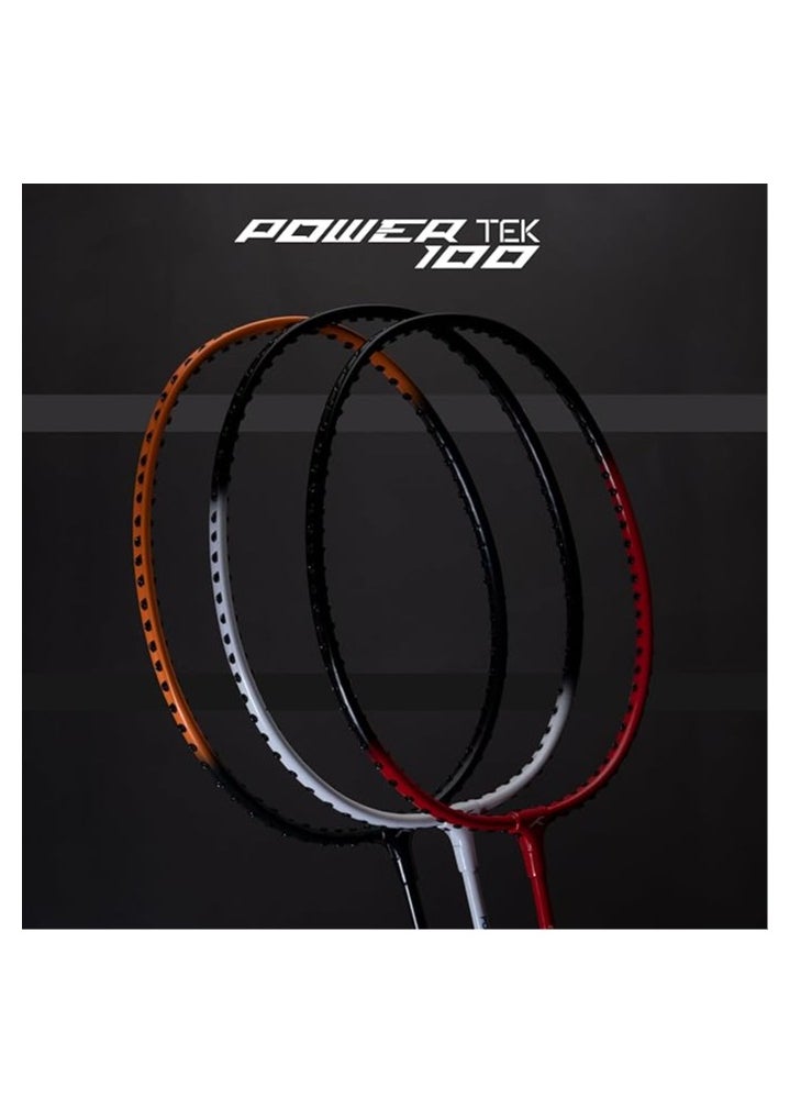Powertek 100 (Set of 2) Badminton Racquet with Full Cover (Size: Standard, Grip Size: G5) | Strung | Material: Aluminium | Maximum Tension: 16-18lbs | for Intermediate player