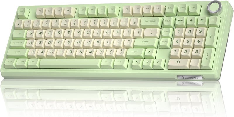 SOLAKAKA KI99 Pro 96% Wireless Mechanical Keyboard, RGB Gaming Keyboard, Hot-Swappable Pre-Lubed Switches, Gasket Structure Creamy Keyboards (Colorblock-GreenWhite, Silent Version) - Image 1