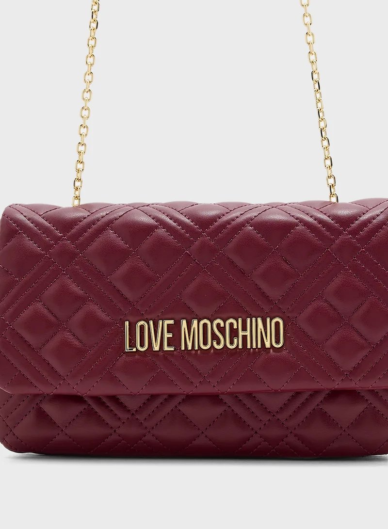 لوف موسكينو Chain Detailed Flap Over Clutche