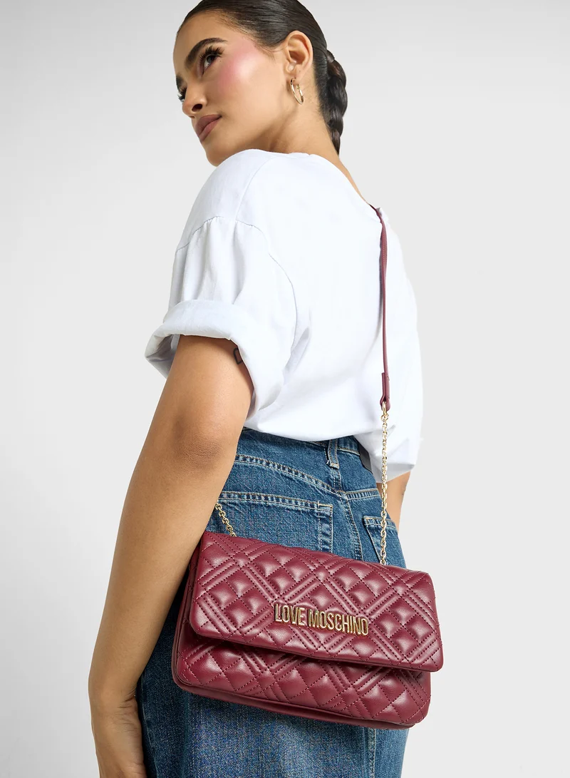 لوف موسكينو Chain Detailed Flap Over Clutche