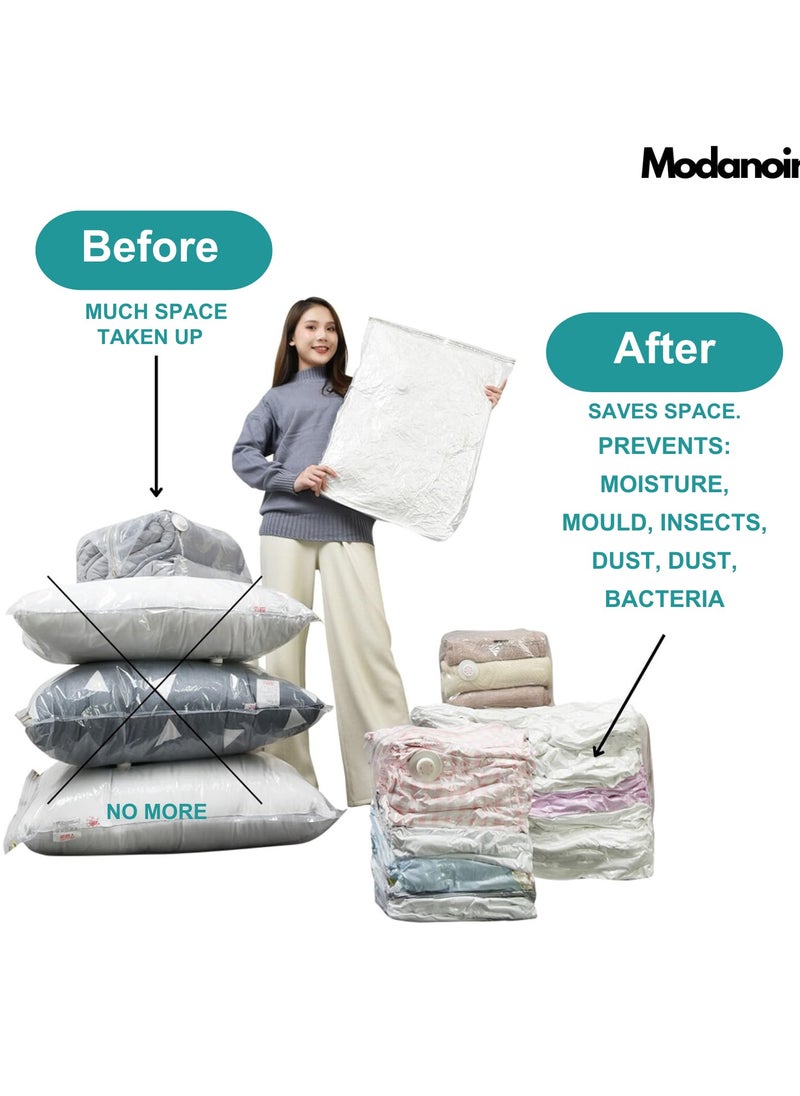 MODANOIR Modanoir 10PCS Vacuum Storage Bags, Space Saver Bags with hand Pump, Reusable Vacuum Seal Storage Bags for Bedding, Clothes, Curtains, Pillows (3 x Jumbo, 3 x Large, 4 x Medium)  - Image 4